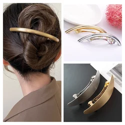 Fashion Metal Smooth Oval Hair Clip Gold Silver Arc Tube Big Hairpins Women Girls Makeup Bath High Ponytail Hairgrip Headdress