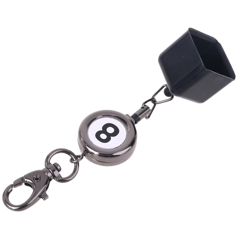 Portable Retractable Billiards Snooker Pool Cue Chalk Holder Drawing Keys Chain