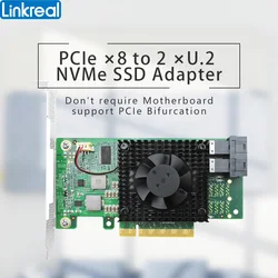 Linkreal PCI Express 3.0 x8 to 2 x U.2 (SFF-8643) PCIe U.2 NVMe SSD Switch Adapter-LRNV9347L-2I