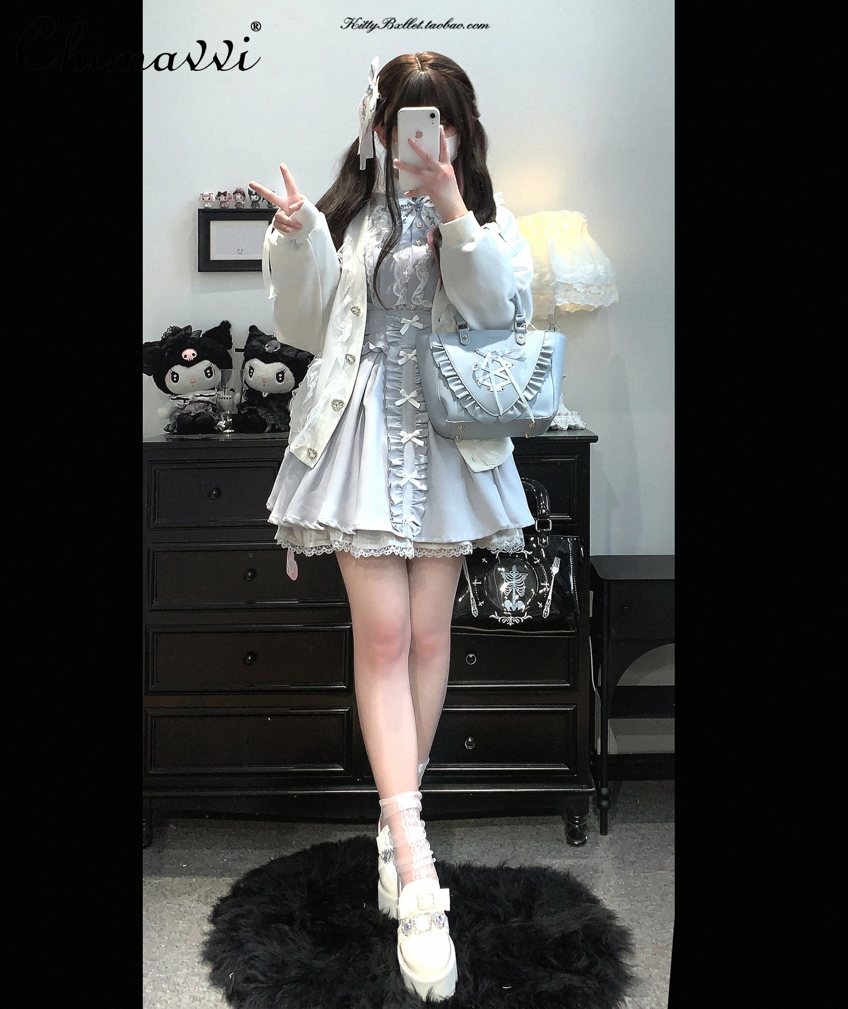 Original Sweet Girl Long-sleeved Lolita Sweatshirt Spring and Autumn New Japanese Mine Loose Lace Ribbon Bow Cardigan Hoodies