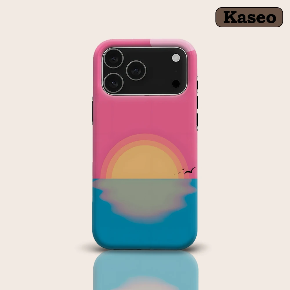 KASEO Matte Bumper for Magsafe Case for IPhone 17 16 15 14 Plus 13 Pro Max Shockproof Hard PC Pink Horizon Cover