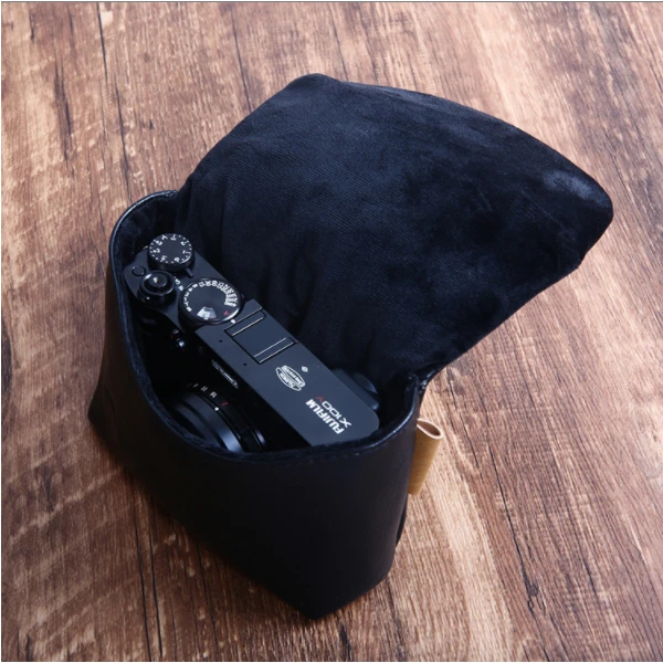 Bolsa de câmera de couro PU macia para Panasonic TZ90 LX10 LX100 para Fujifilm X100V X100T X100S X30 X10S para Canon SX740 G7XIII