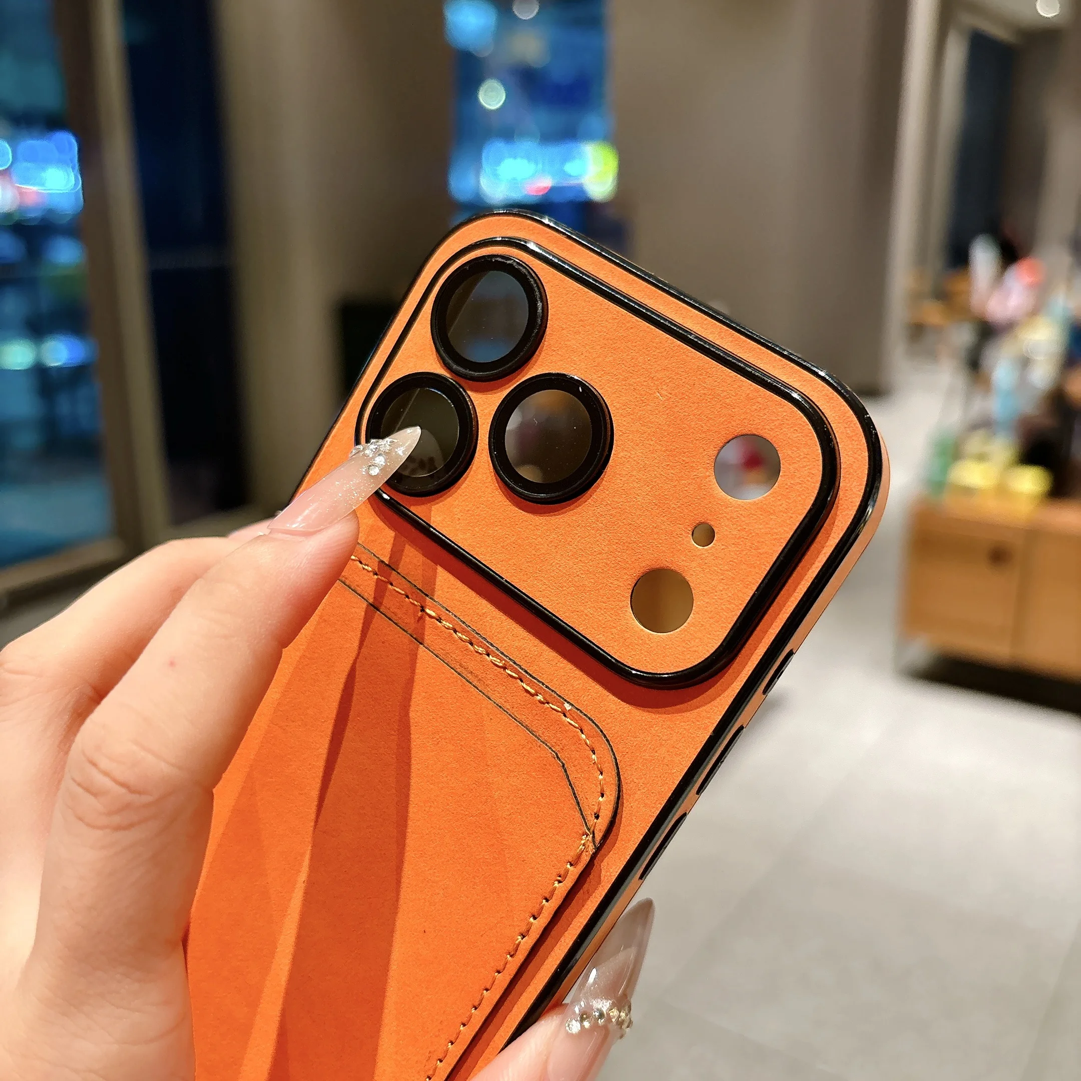 Wallet Card Holder Suede Leather Phone Case For iPhone 17 16 15 14 13 Plus Pro Max Business Insert Card Matte Lens Glass Cover