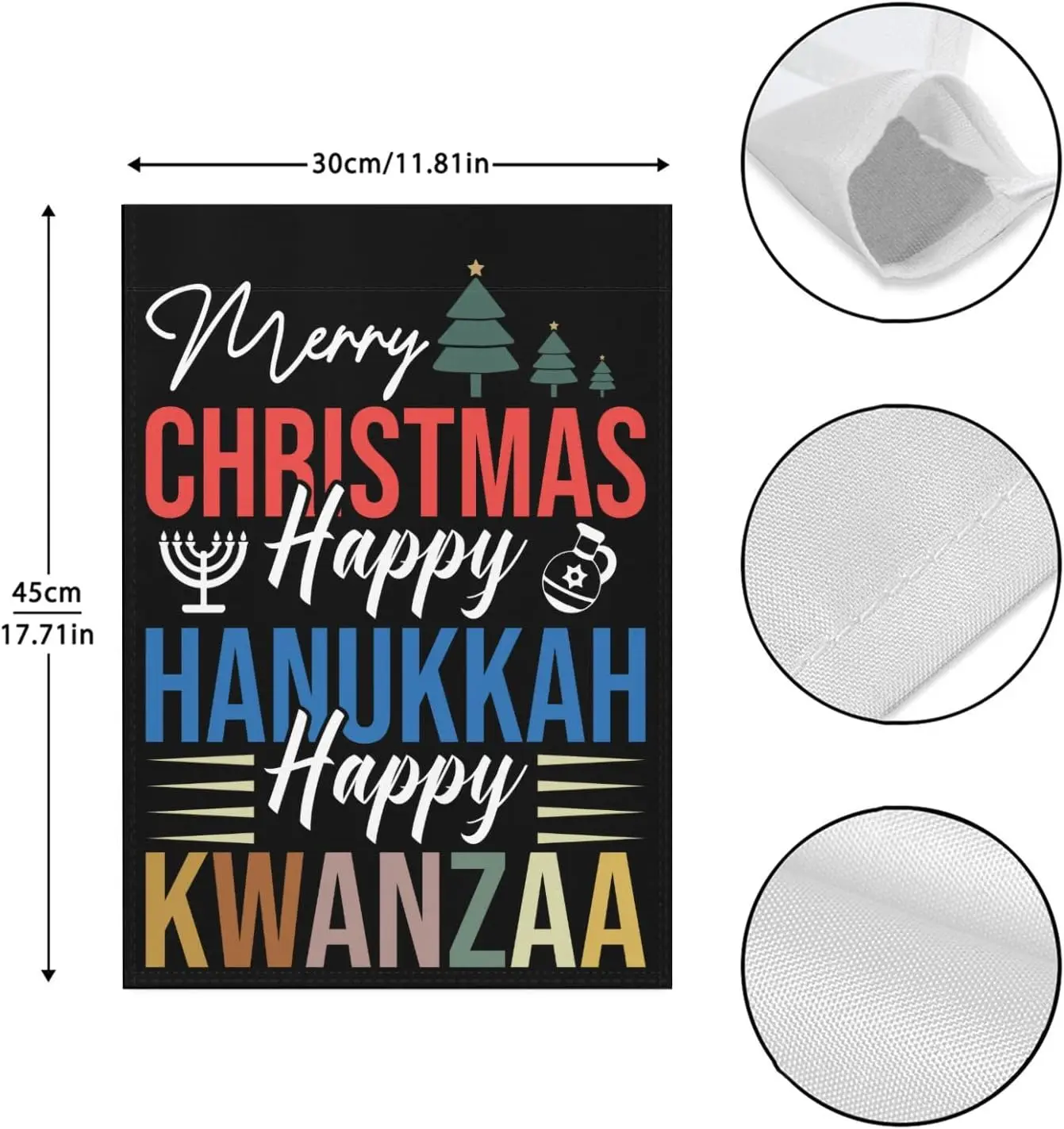 Merry Christmas Happy Hanukkah Happy Kwanzaa Yard Flags One Size Retro House Flag Double Sided For Outdoor Small Garden Flags