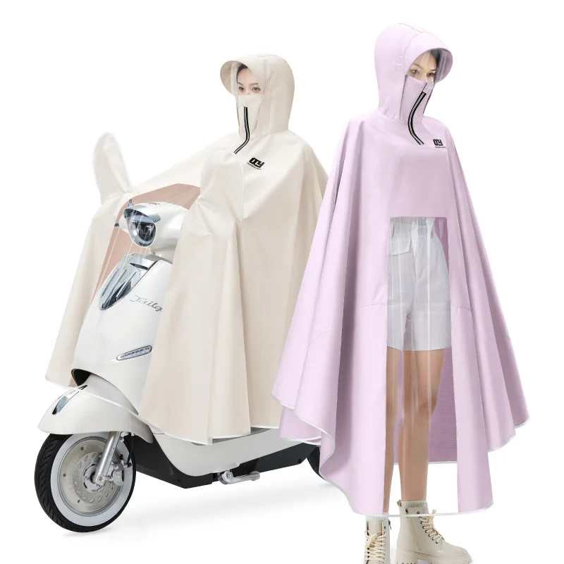 2025 new summer with goggles high neck waterproof electric car raincoat adult thickened lengthened cycling rain poncho full body