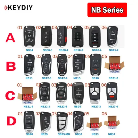 Автомобильные ключи-пульты KEYDIY серии NB: NB11, NB12, NB15, NB18, NB21, NB22, NB25, N28, N29, NB30