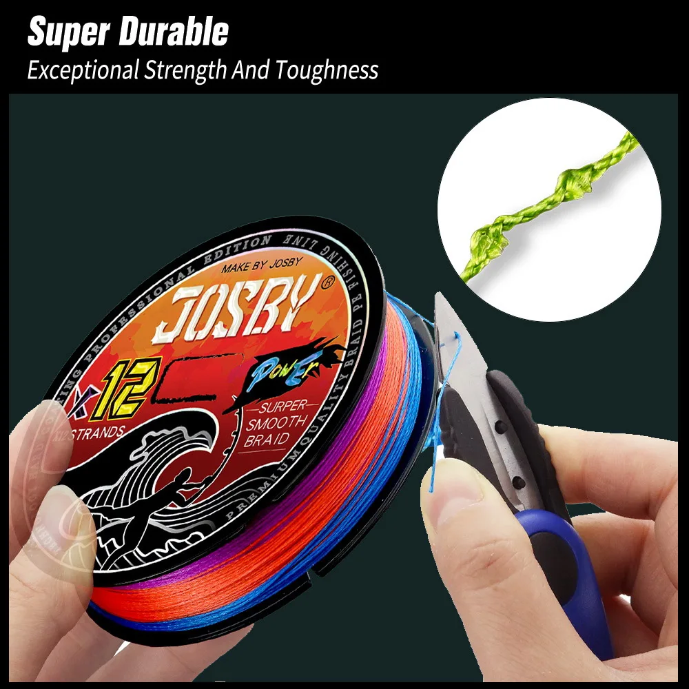 JOSBY X12 Geflochtene Angelschnur 500M 300M 1000M Multifilament Salzwasser PE Karpfen Draht MultiColor Japan Super starke Zubehör – Detail 19