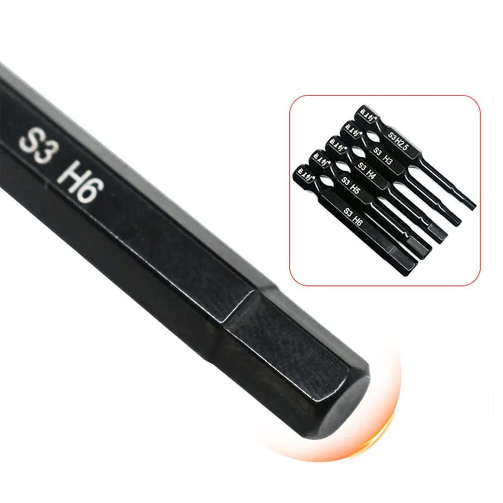 5pcs Hex Head Drill Bit Set Magnetic Screwdriver Bits 1/4'' Hex-Shank Hex Bits With Magnetic Tips 50mm Screw Driver Drill Bit