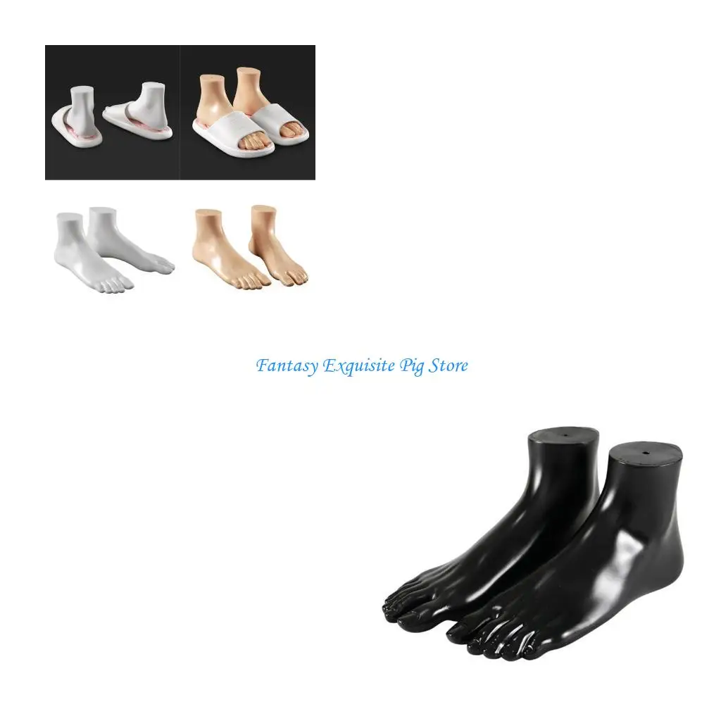 

1 Pair Female Realistic Foot Model Foot Replicas Soft PVC Texture for Shoe