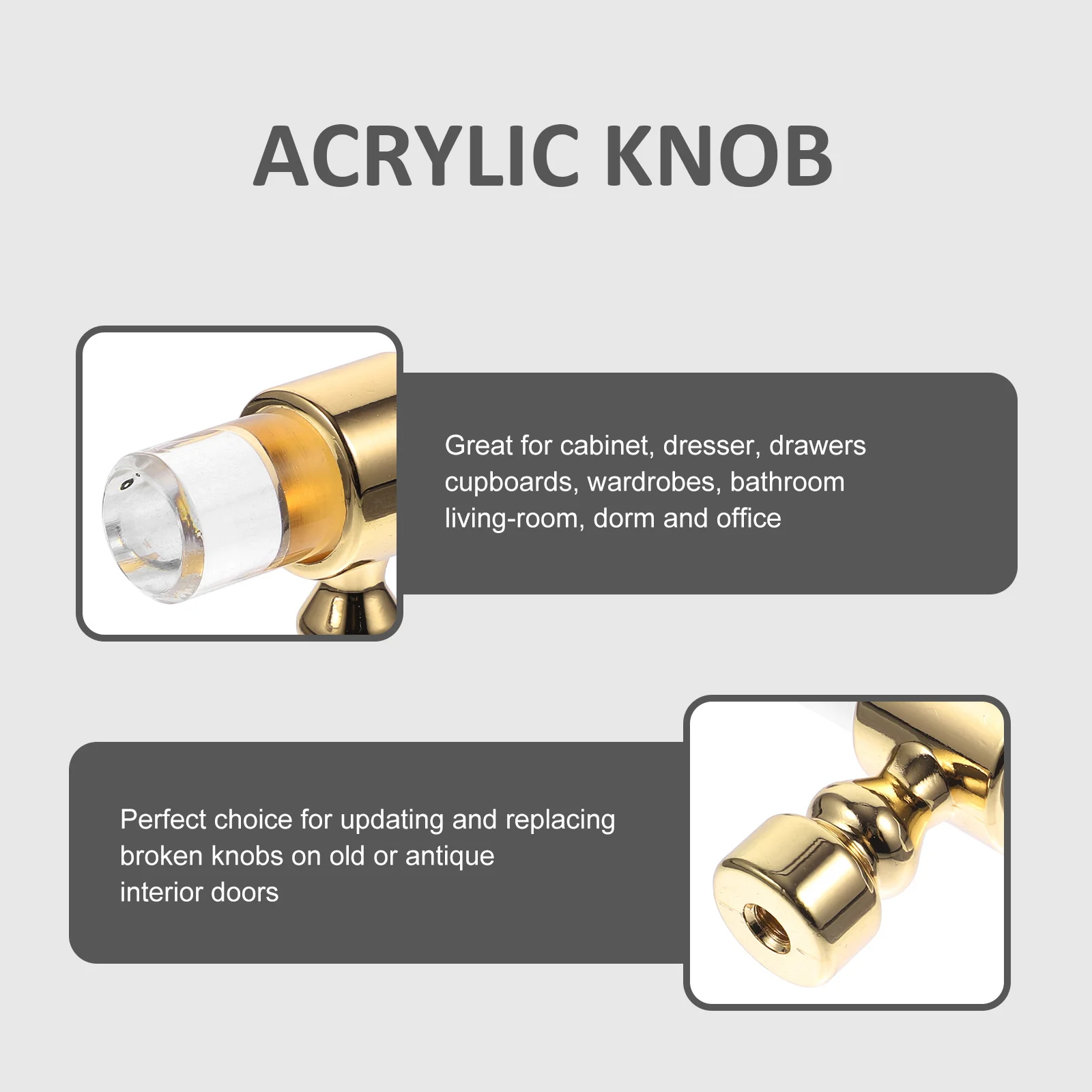 

T-Shaped Acrylic Cabinet Pull Handle Clear Stylish Furniture Knobs for Wardrobe Drawer Cupboard Door Household Decor