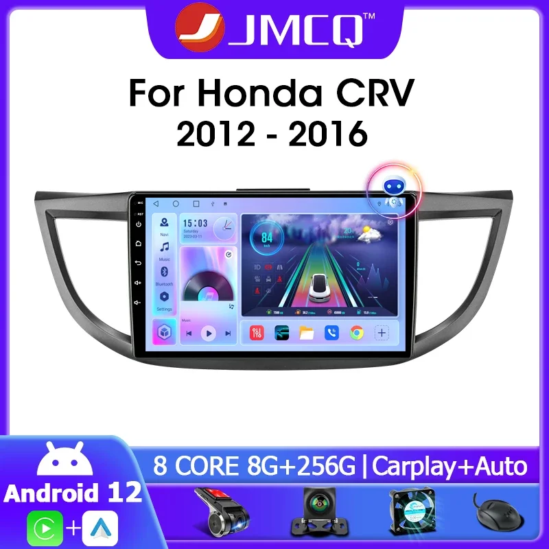 

JMCQ Android 12 Car Radio For Honda CRV CR-V 4 RM RE 2012-2016 Multimedia Video Player 2din 4G Carplay GPS Navigaion Head Unit