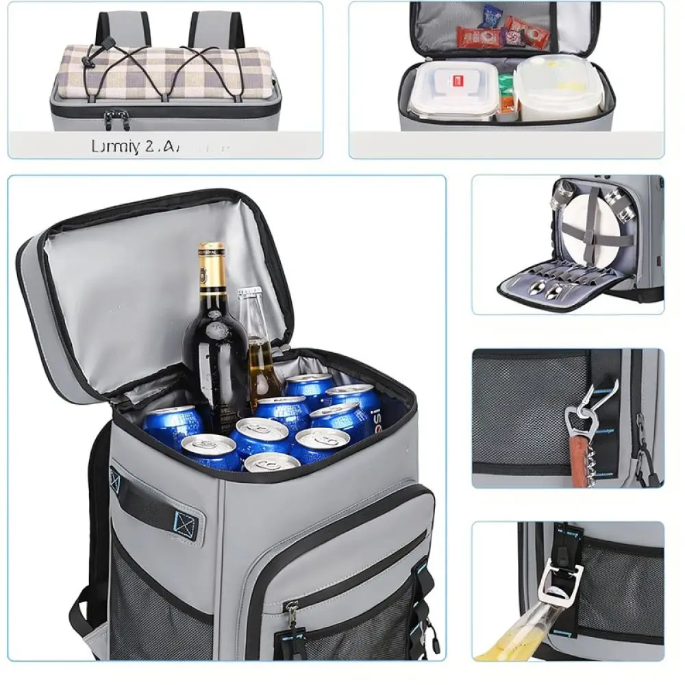 Large Thermal Insulated Backpack Cooler Bag For Outdoor Hiking Camping Travel Picnic Food Beverage Storage Pack