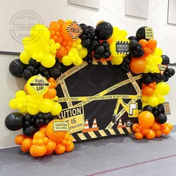 158Pcs Orange Yellow Black Latex Balloon Kids Birthday Balloon Garland Arch Kit Construction Engineering Birthday Party Decor