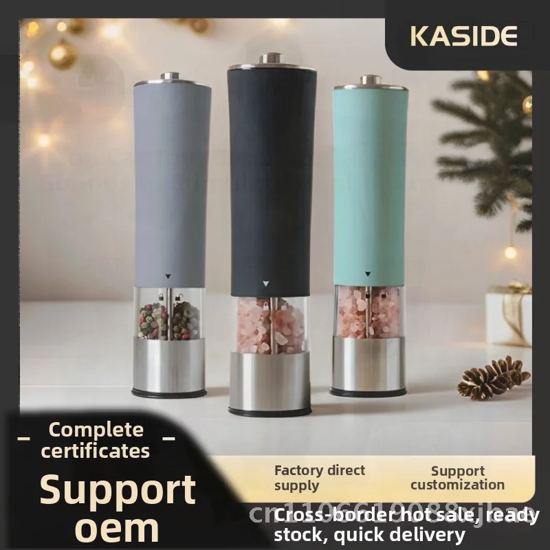 

Электрическая мельница для черного перца и морской соли из нержавеющей стали, в японском стиле, с отделкой под розовое золото, белый и черный мрамор, кухонный инструмент