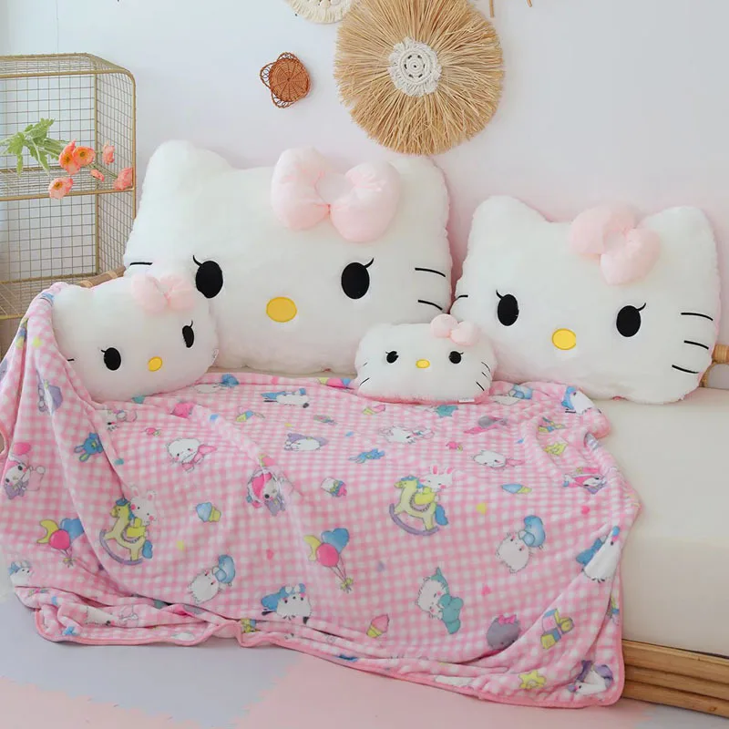 Hello Kitty Sanrio Dual Purpose Pillow Office Bedroom Decoration Cute Creative Car Cushion Blanket Manufacturer Wholesale