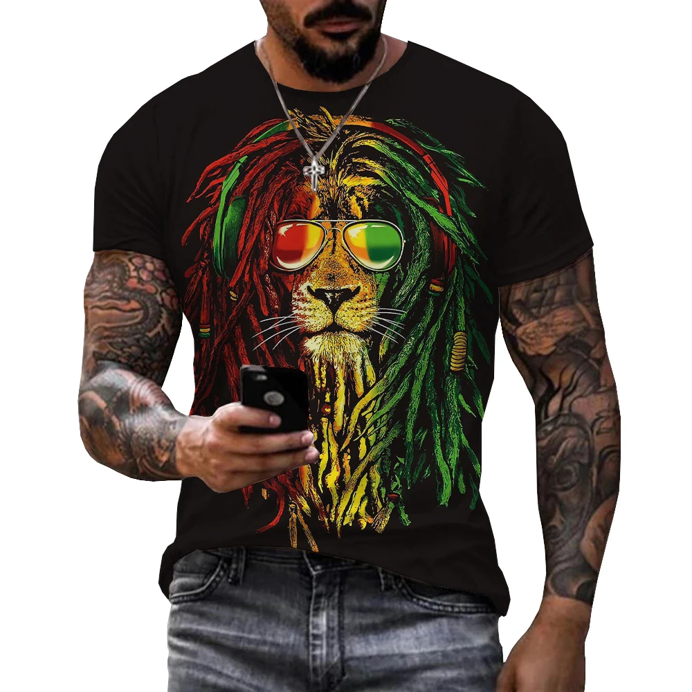 Bob Marley 3D Printed T-shirt Fashion Casual Harajuku Short Sleeve Pop Music Street Apparel Cool Top Hip Hop Rap Singer T-shirts