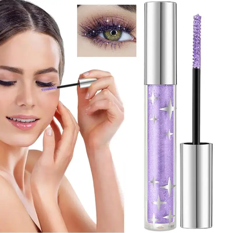 Eyelashes Glitter Mascara Long Lasting Eyeshadow Thick Shiny Eyelash Curling Extension Makeup Sliver Sparkling Makeup