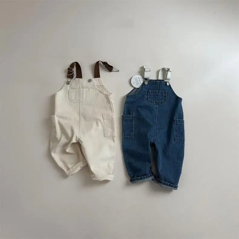 2025 Autumn New Baby Sleeveless Denim Romper Cute Toddler Boy Pocket Jumpsuit Kids Girls Denim Overalls Toddler Clothes