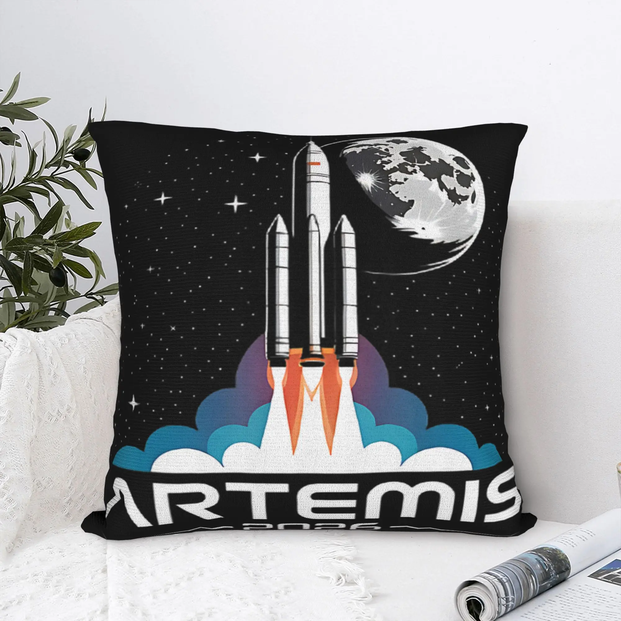 Pillow Cover Artemis Launch to The Moon   Vintage Pillow Case For Living Room Sofa Pillowcases