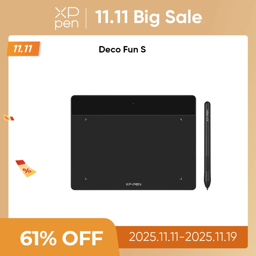 XPPen Deco Fun S Graphic Tablet 6*4 Inch for Drawing OSU Online Education Compatible with Android Mac Linux Windows Chrome OS
