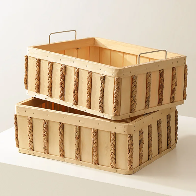 

Japanese Wooden Storage Basket Household Desktop Sundry Storage Basket Living Room Rattan Basket Spot