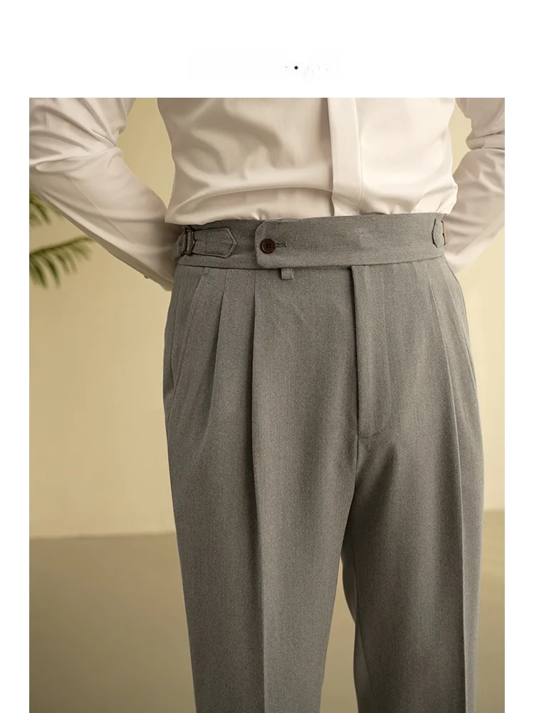 

Busin Повседневные мужские прямые брюки с двойной складкой, облегающие длинные брюки без железа, легкие брюки Faion Urban Polye...