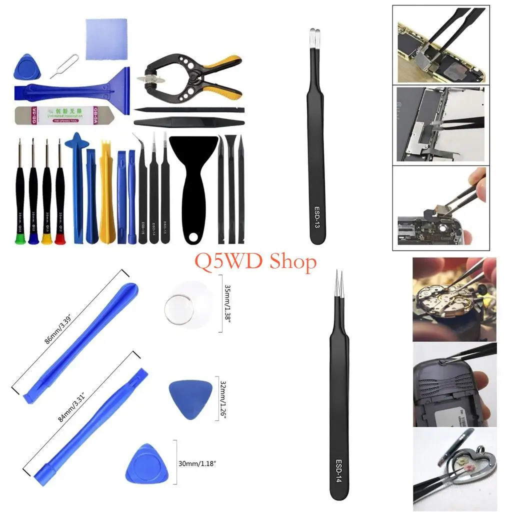 

Q5WD инструмент для открывания, профессиональный комплект для ремонта телефона с пинцетом, отверткой, набор отверток для ремонта