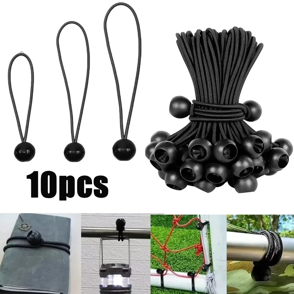 10 Stück Bungee-Ball-Plane, Leinwand-Plane, Fahnenmast, Krawatten, Kordelenden, elastisches Seil, Spitze, fester Sonnenschutz, wasserdichter Stoffschlafsack
