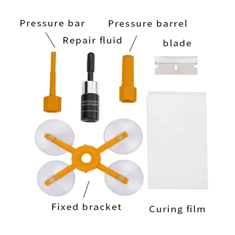 Kit di strumenti per la riparazione del parabrezza dell'auto fai-da-te Vetro automatico Nano Fluido per la riparazione del parabrezza Scratch Crack Ripristino dello schermo della finestra Resina + lama + striscia