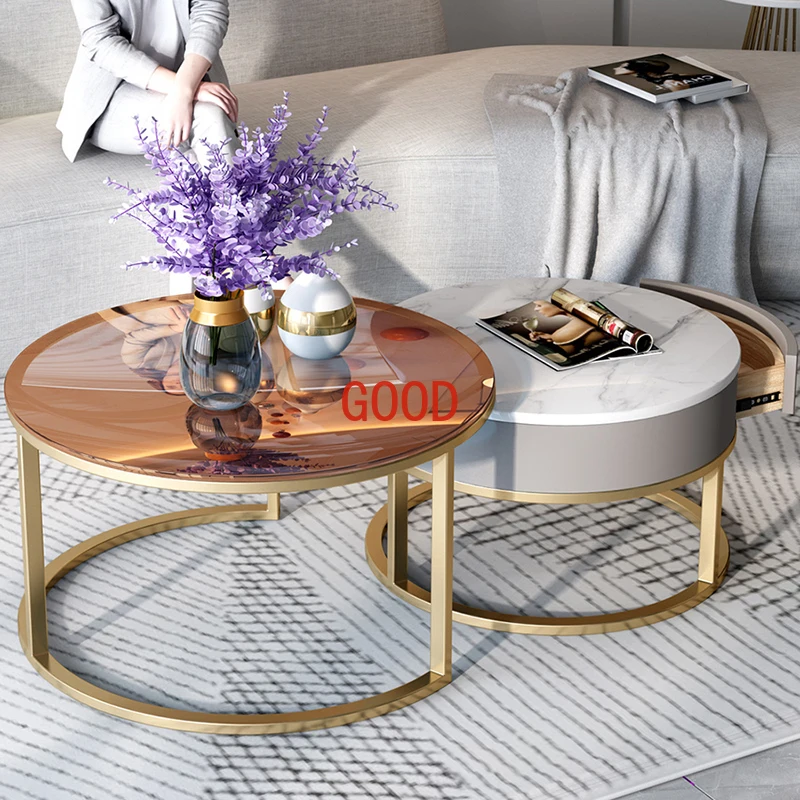 Bed Side Tea Table Coffee Living Room Salon Round Marble Coffee Table Nordic Glass Szafki Nocne Japandi Style Furniture XF35XP