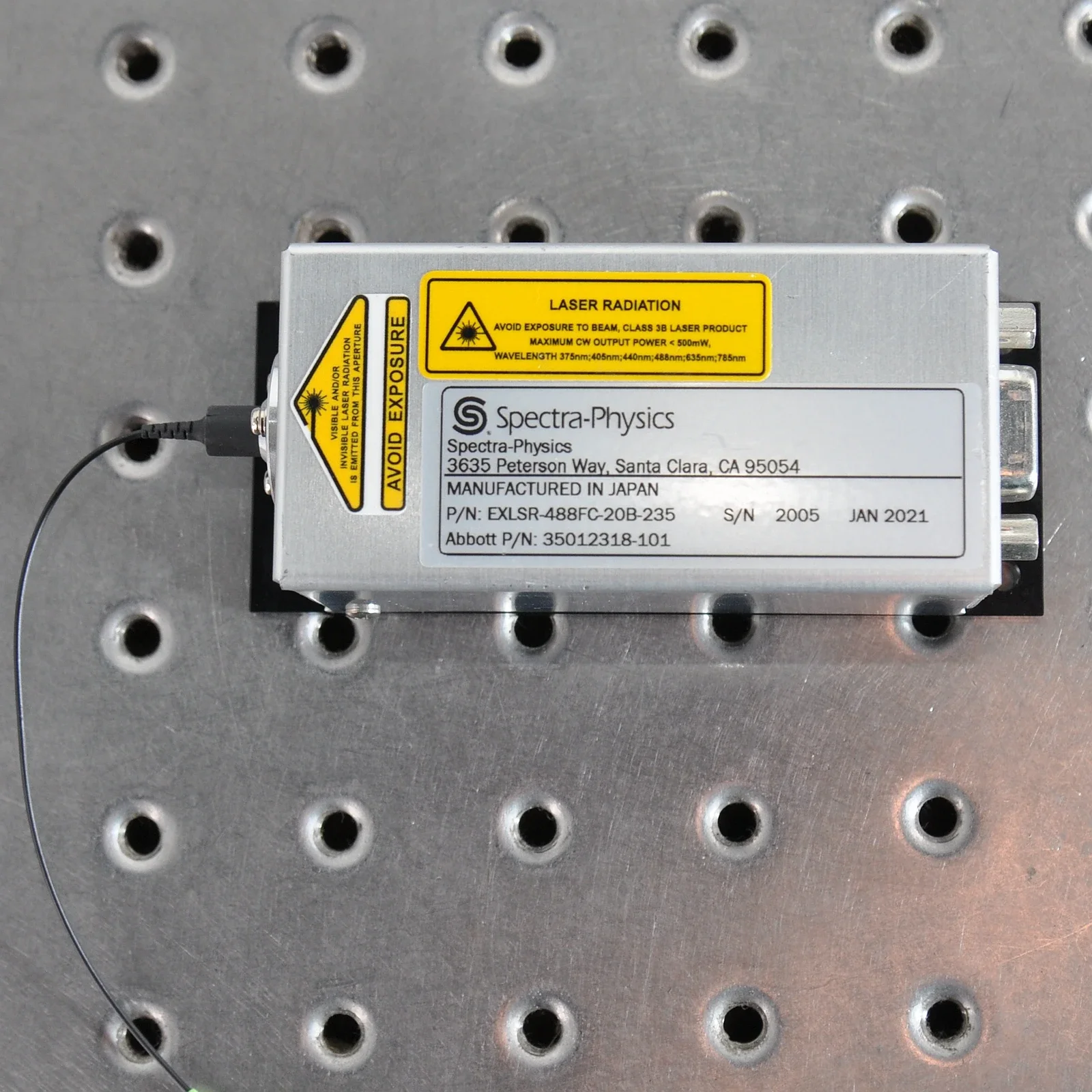 20mW 파장 488nm 이내의 스펙트럼 물리학 레이저 EXLSR-488FC-20A-235 전력