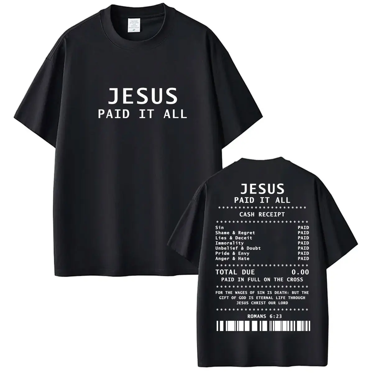 T-shirts graphiques « Jésus a payé tout» pour hommes et femmes, T-shirt de foi chrétienne biblique, T-shirts décontractés en coton surdimensionnés pour l'été, Streetwear