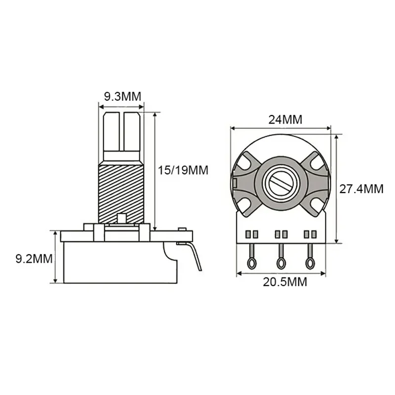 2PCS CTS Pots Log A or Linear for Electric Guitars 250k/500k Brass/Aluminum Shaft Volume Tone Potentiometers