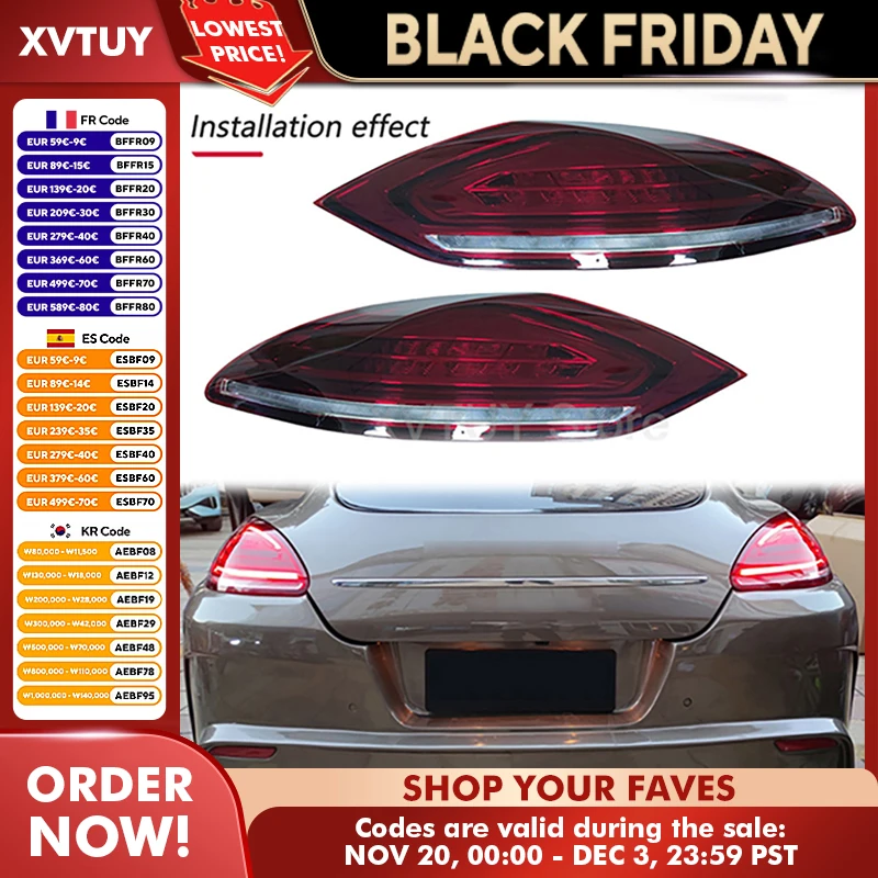 

1 пара задних фонарей в сборе для Porsche Panamera 970 2010 2011 2012 2013, автомобильные аксессуары, светодиодные задние фонари, стоп-сигналы поворота