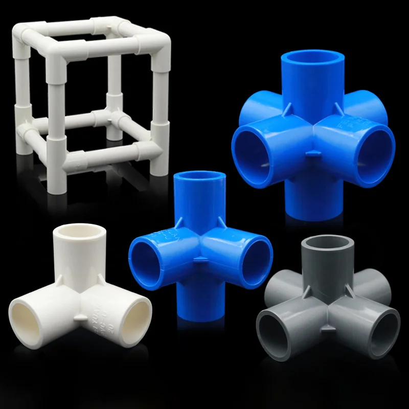 PVC Tee Stereo PVC Pipe Fittings 3/4/5/6 Ways Home Garden Irrigation Hose Fittings Water Connectors DIY Tools 1Pcs