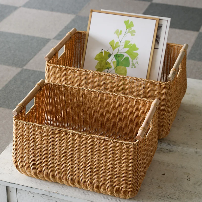 

Large Capacity household storage box, imitation rattan European style storage basket without lid, bedroom clothing sorting box