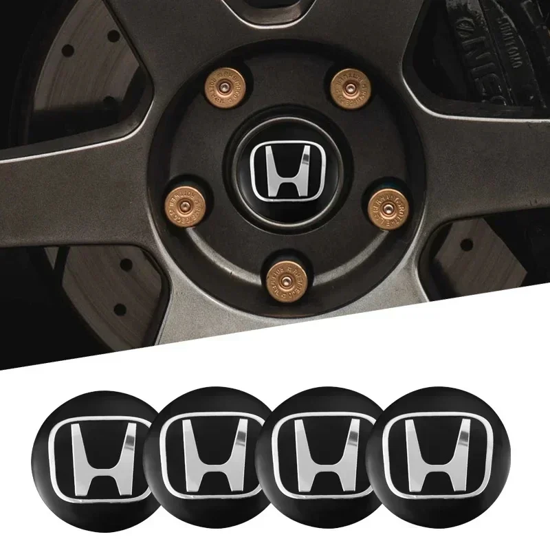 4PCS Honda Car Wheel Center Cap Metal Badge Sticker 56mm for Honda Civic Accord Car Wheel Decoration Sticker