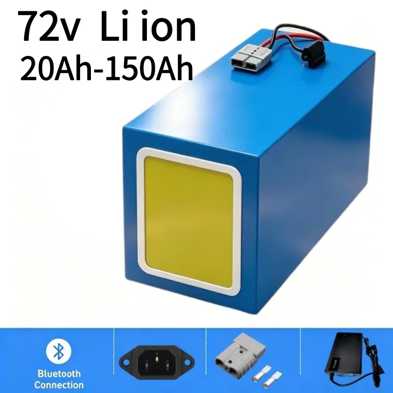 72V Lithium Ion LiPo Battery Pack 20Ah-150Ah Built-in BMS High Capacity Lithium Battery for Electric Motorcycle E-Bike E-Scooter