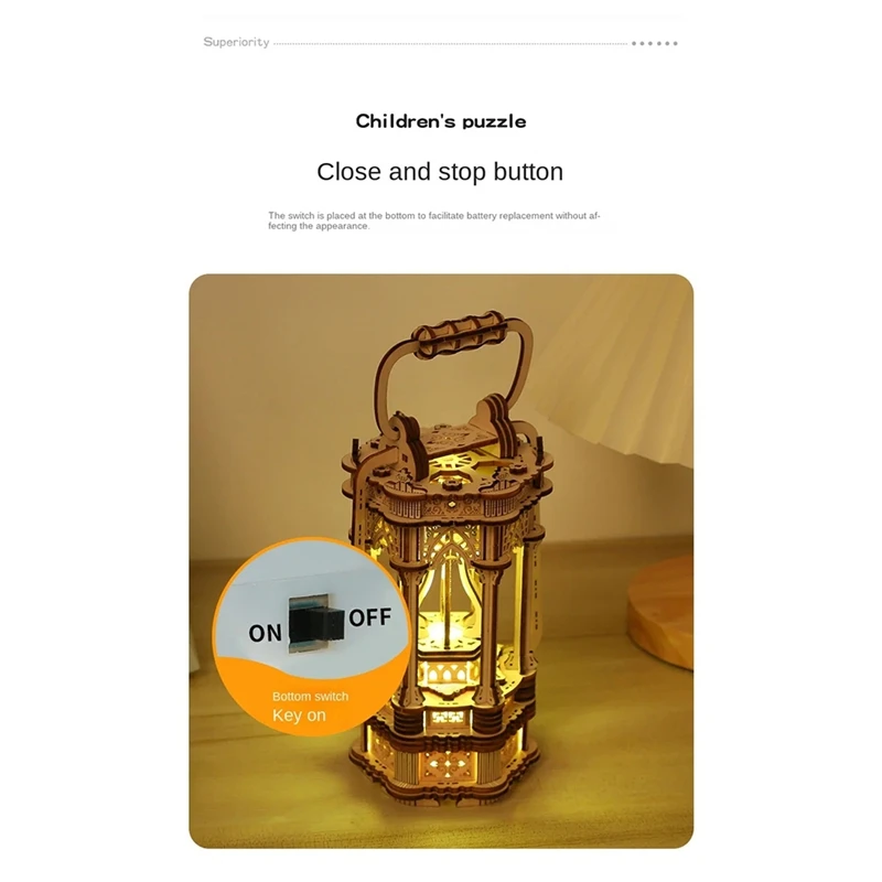 3D Wooden Puzzles For Adults Vintage Lantern Model Kits With Light, 3D Wooden Lantern Model Kits To Build For Home