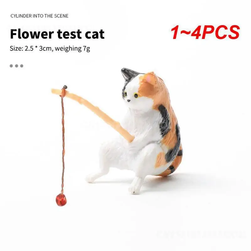 1~4PCS Landscape Decoration Aquarium Accessories Kitten Fishing Decoration Fishing Fish Tank Decoration Creative