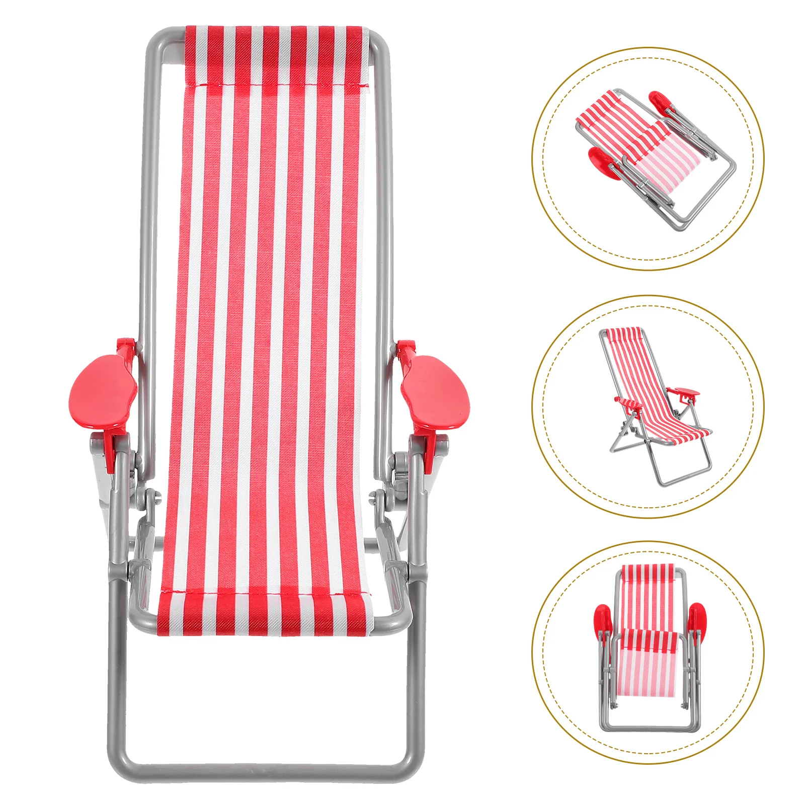 House Beach Chair Mini Model Simulated Miniature Deck Lounge Prop Foldable for Decoration Micro Landscape Chairs Toys