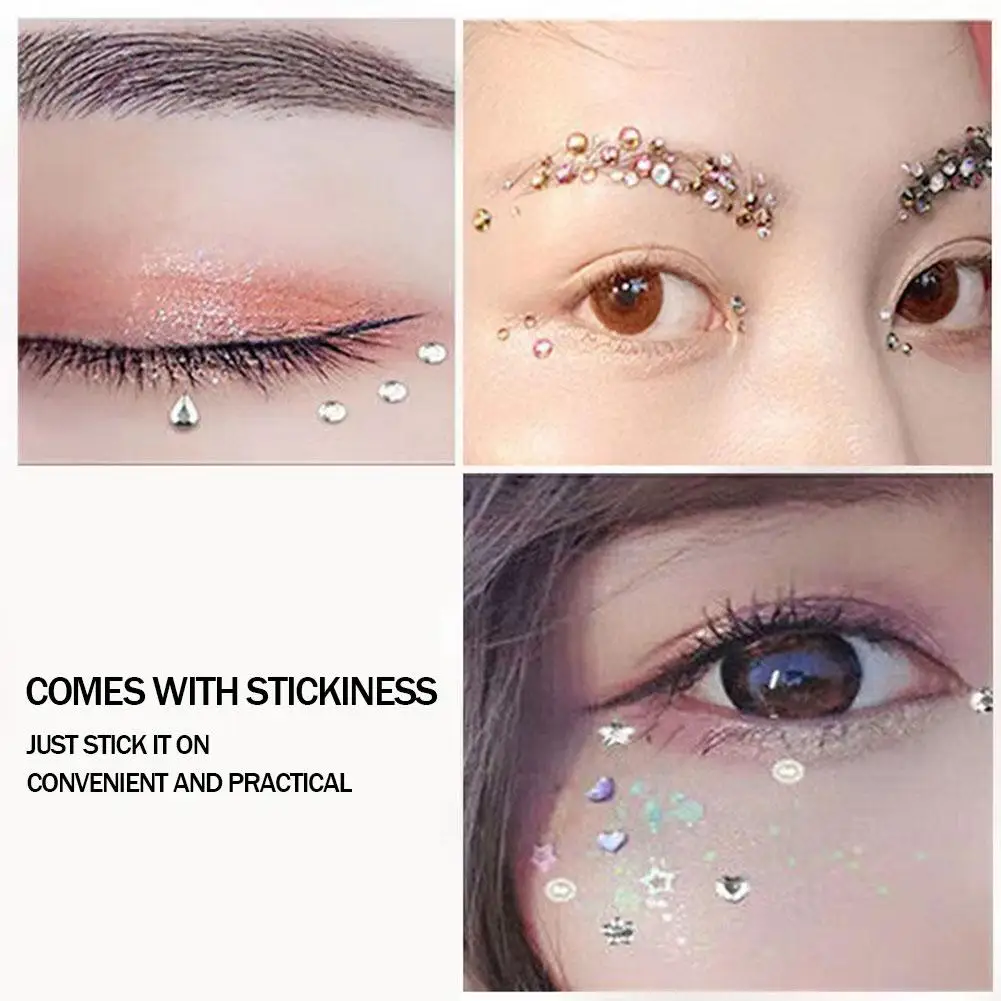 Glitter Face strass Sticker autoadesivo Body Bling Decoration Party Jewels Eye Diamonds Festival Stickers Shadow N6C1