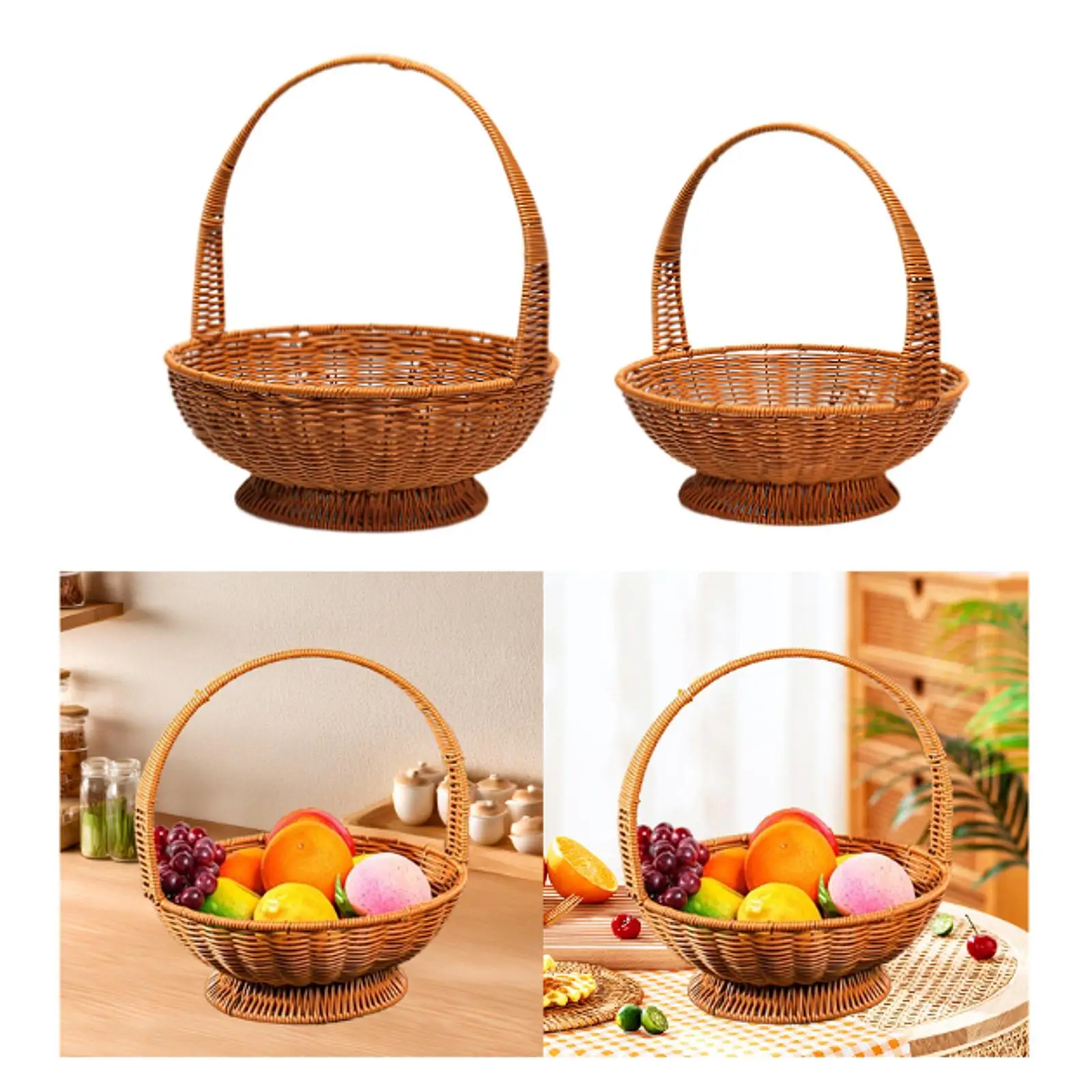 Handwoven Basket Comfortable Handle Decorative Basket for Party Home Holiday