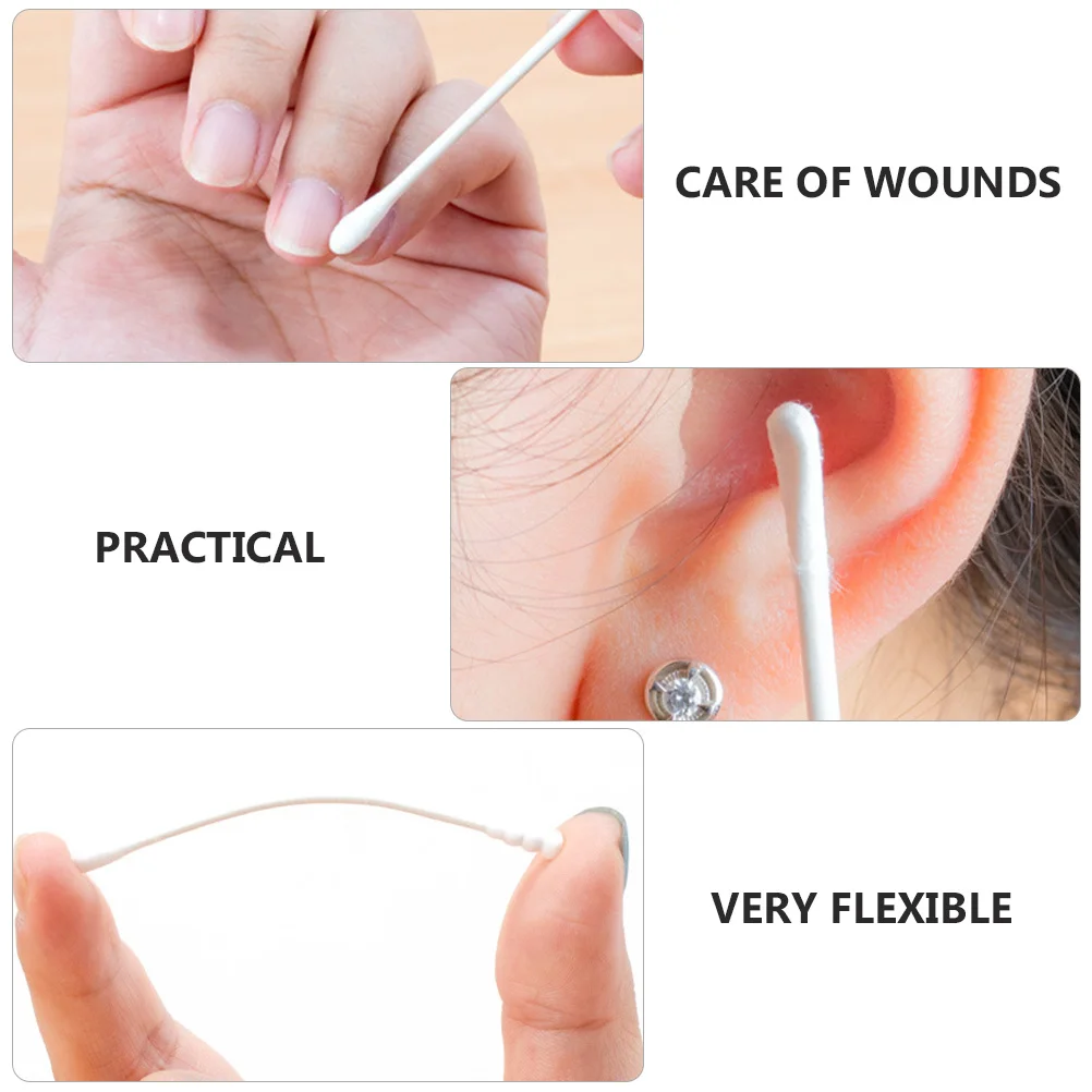 200 قطعة من مسحات القطن للاستعمال مرة واحدة عصا ورقية مزدوجة الأطراف عالية الجودة من القطن لإزالة الشحوم لصالونات التجميل والعناية بالجروح المنزلية