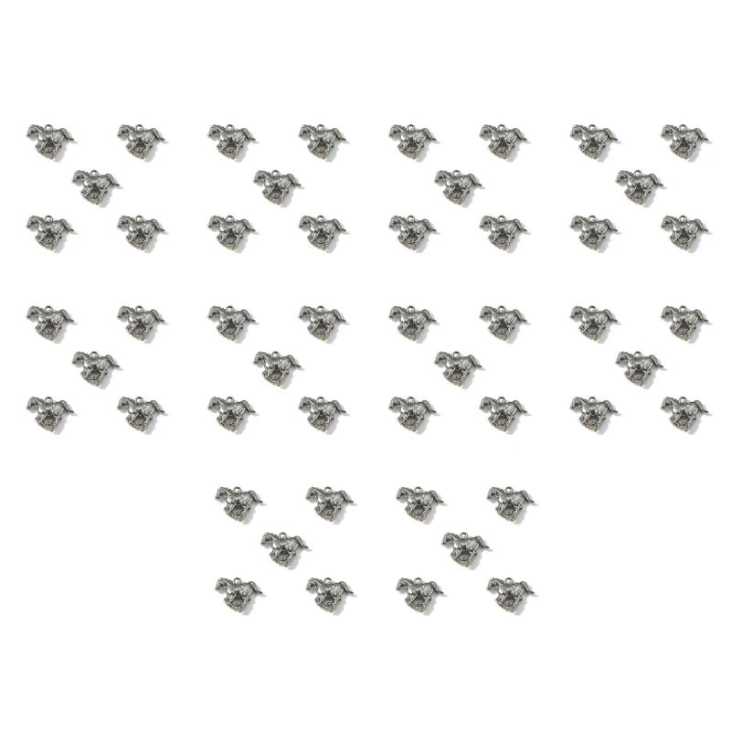 

50 шт., подвески в форме лошади из сплава для поделок, подвески в форме животных, подходящие для самостоятельного изготовления