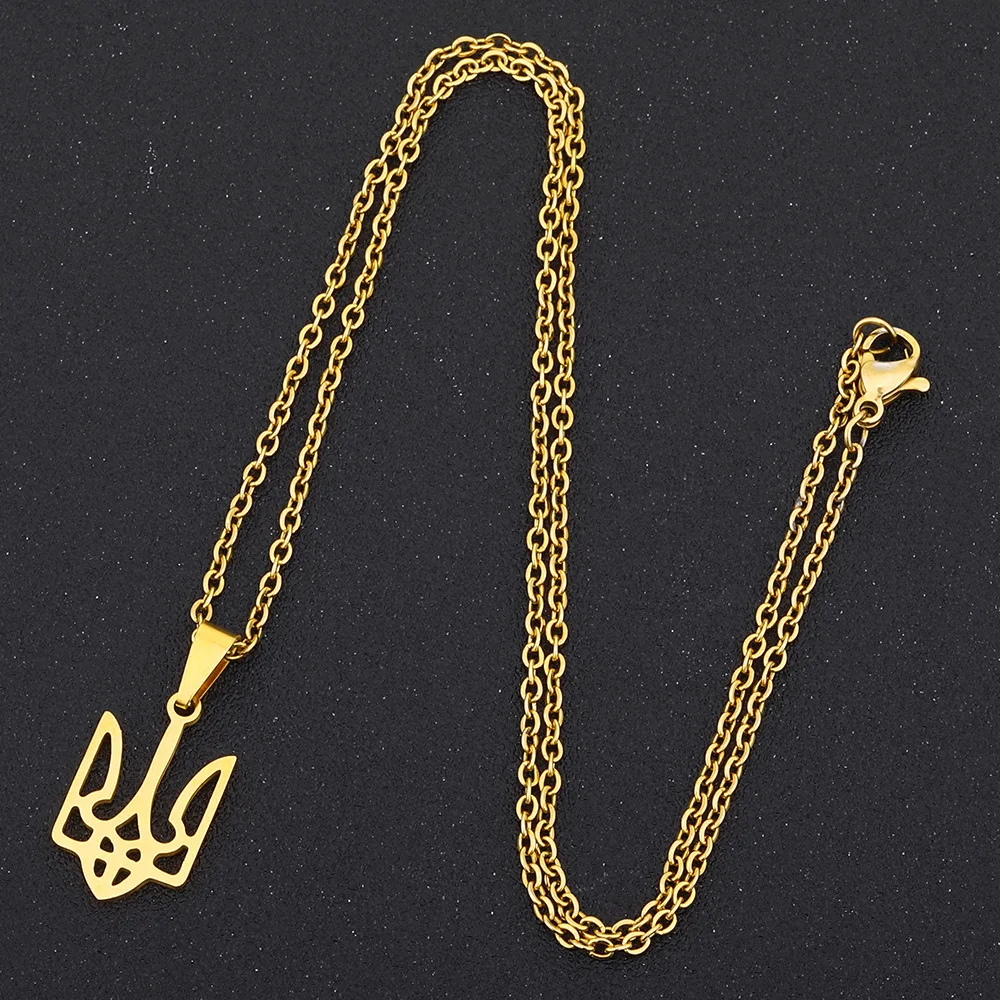 Ukraine national emblem necklace party jewelry stainless steel pendant simple clavicle collar chain wholesale