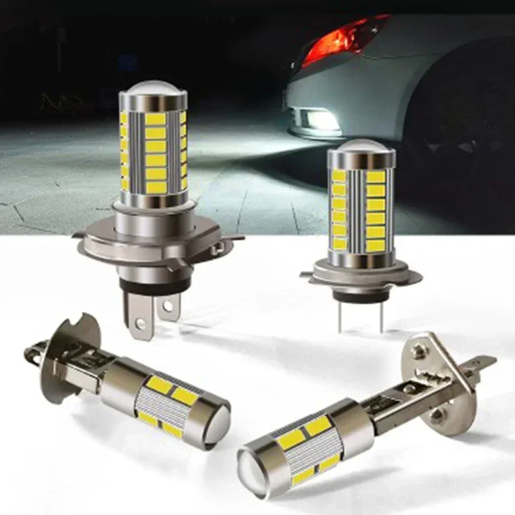 1pcs Car Motorcycle LED Headlight Car LED Fog Light 33SMD H4 H7 H1 H3 Super Bright Auto Driving Running Lamps 6000K