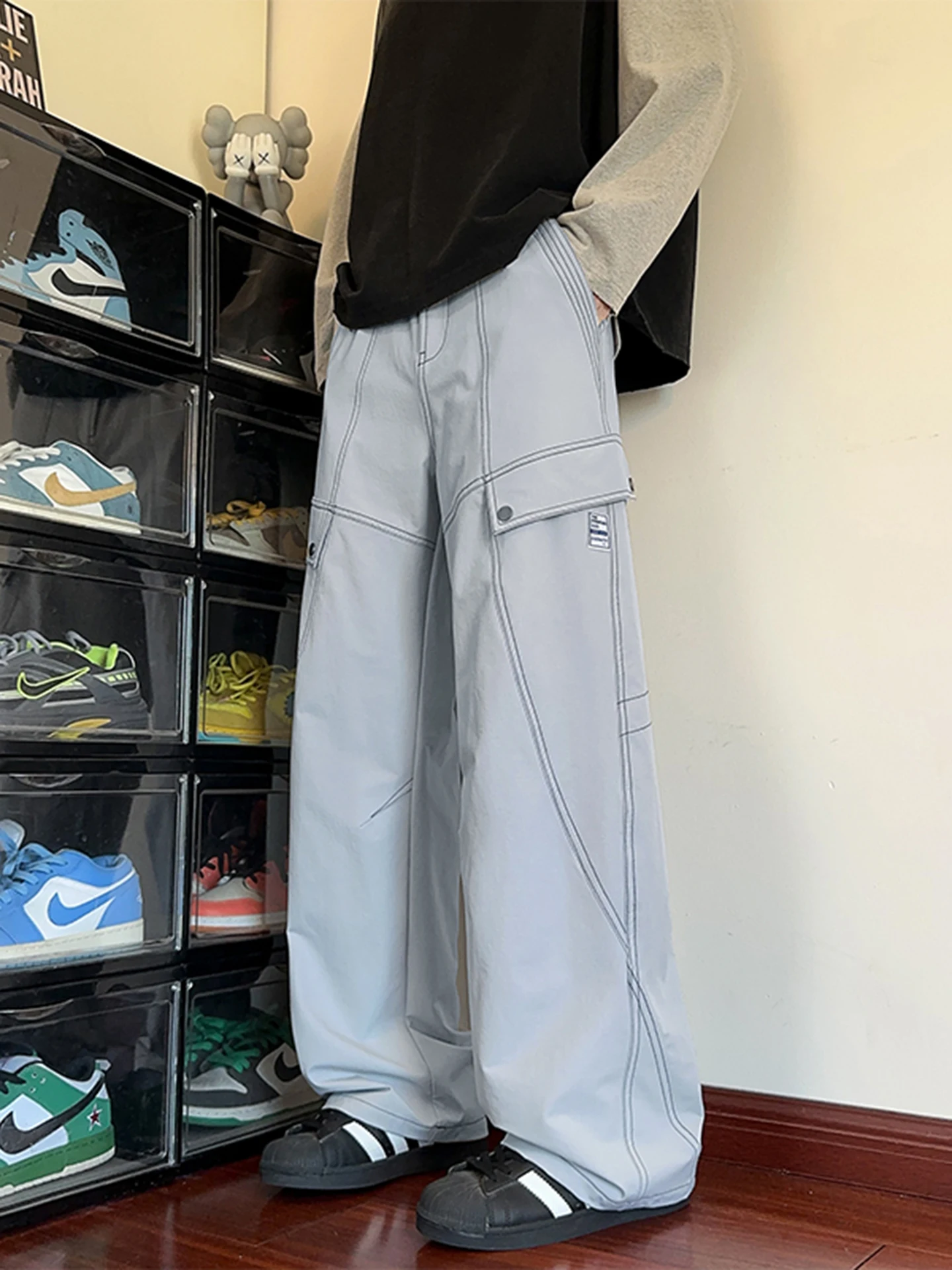 

Outdoor Casual Loose Fit Straight Leg Pants Men's Spring Autumn Windproof Waterproof Sewn Design Large Size Workwear Trousers