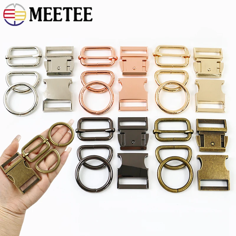 

1/2Sets 16-38mm Metal Buckles for Bag Strap Quick Release Closure Clasp O D Ring Tri Glide Slider Hooks DIY Leather Accessories