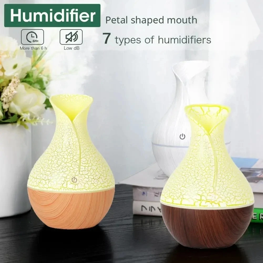 130ML Wood Grain Humidifier Aroma Diffuser Atomizer USB Household Humidifier Hydrating Instrument Desktop Humidifier for Home